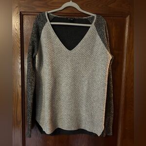 Theory Tarledia HM Gray Lofty Cashmere V-neck 3 Tone Gray Sweater XS
